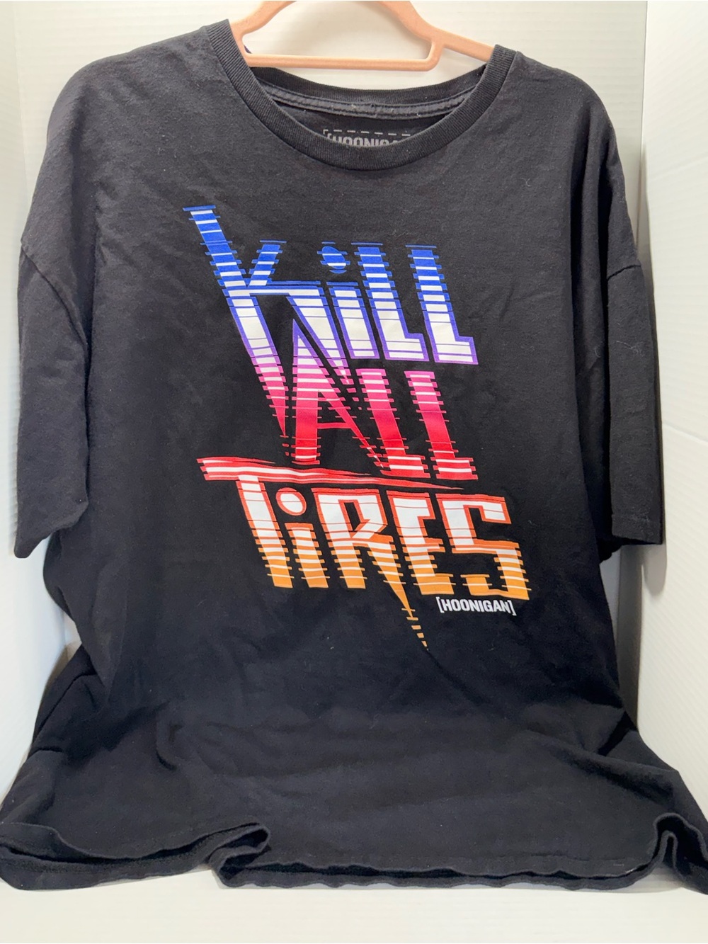 Hoonigan Black Short Sleeve Tee with Gradient 'Kill All Tires' Graphic